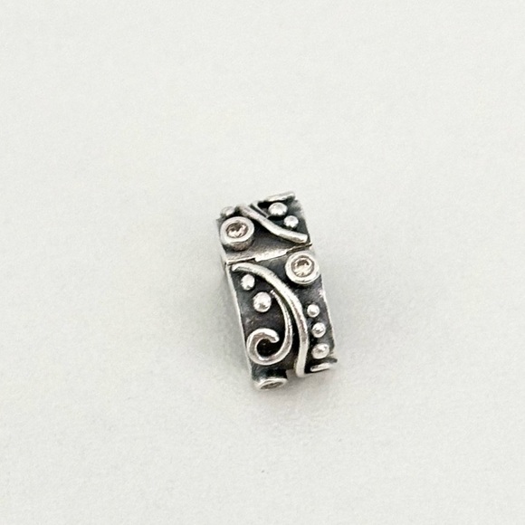 Pandora Sterling Silver Champagne CZ Tendril Clip Rare Retired Bead Charm - Picture 5 of 6